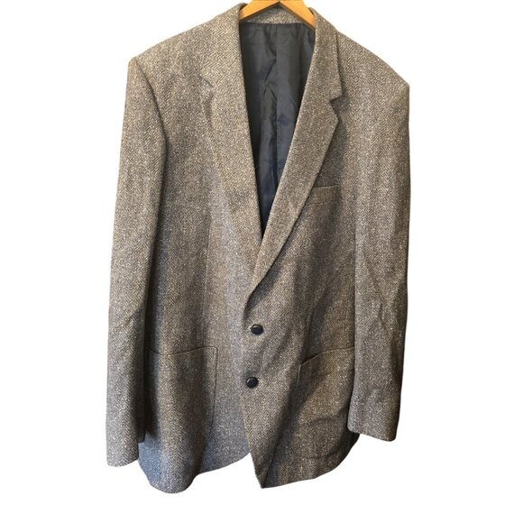 Barrage Mens Brown Blue Woven Blazer Jacket Size 44L Vintage Inside Pocket Lined - Picture 9 of 10